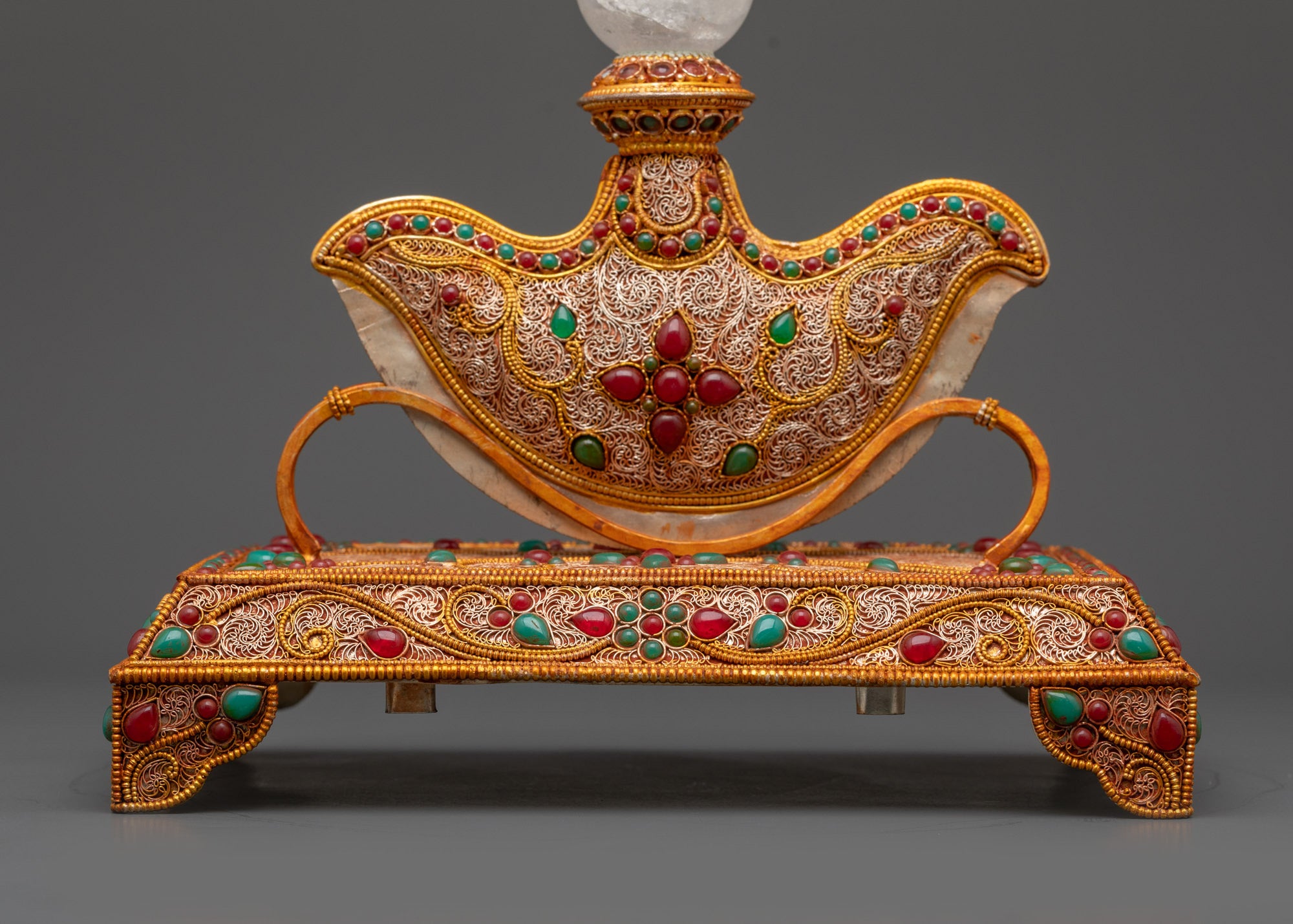 13" Hand-Carved Kartika Ritual Dagger with Throne | Ceremonial Tool