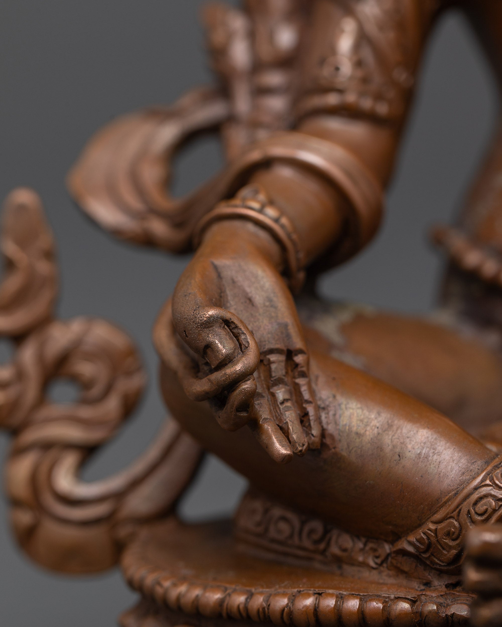 Oxidized Copper Green Tara Statue | Handcrafted Buddhist Sculpture