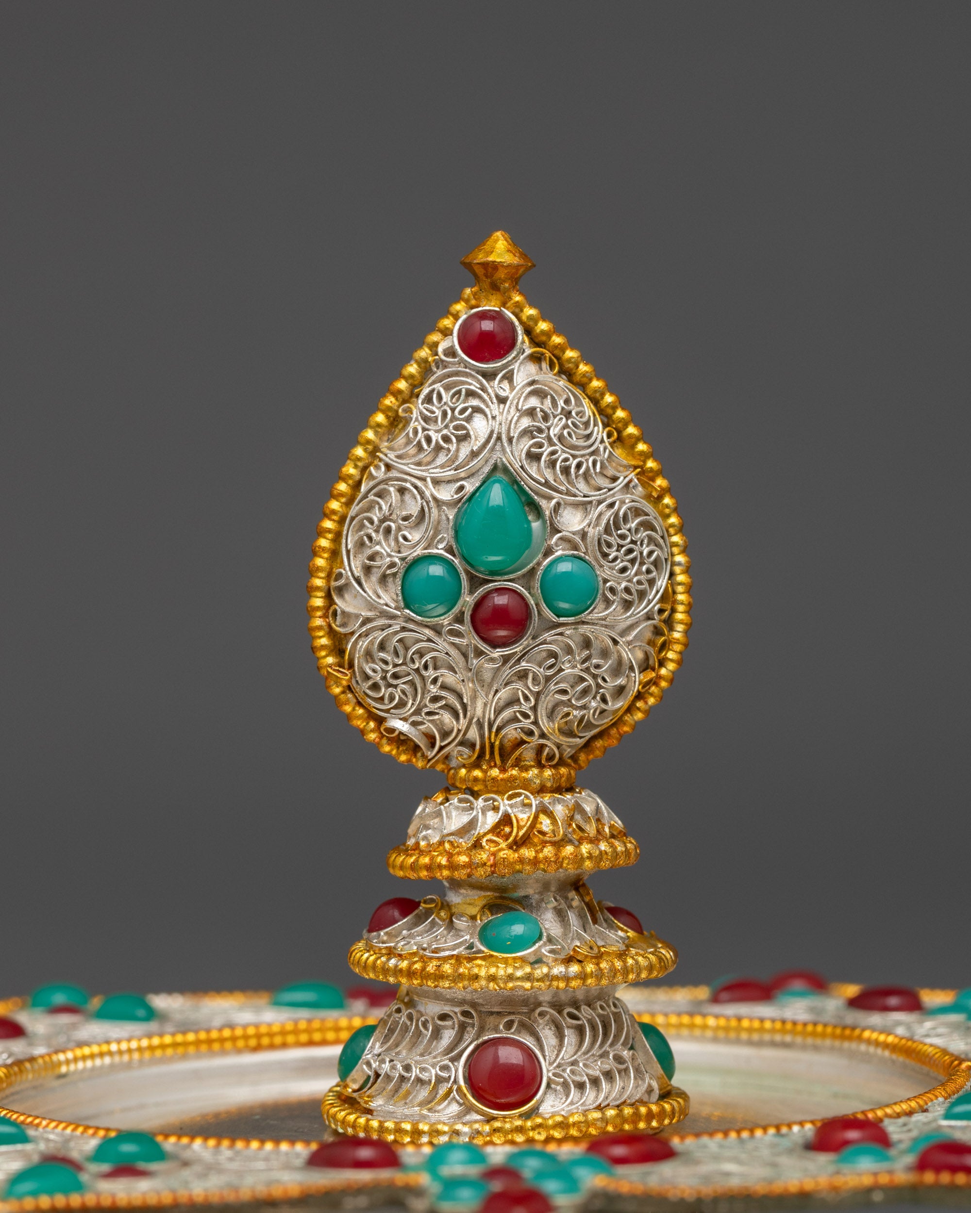 3" Tibetan Mandala | Silver-Plated Filigree with Gemstone Adornments