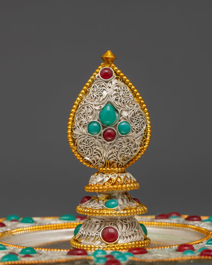 3" Tibetan Mandala | Silver-Plated Filigree with Gemstone Adornments