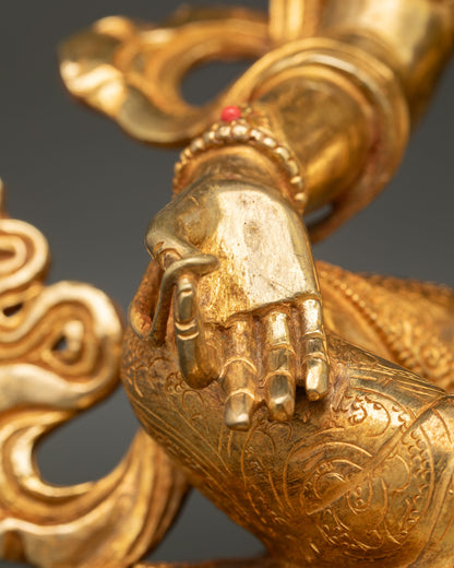 Goddess Green Tara Statue | Buddhist Copper Art for Altar