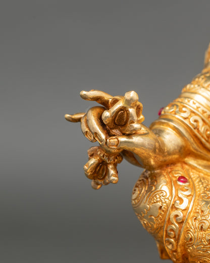 Guru Rinpoche Statue | Handcrafted Copper and Gold Buddhist Sculpture