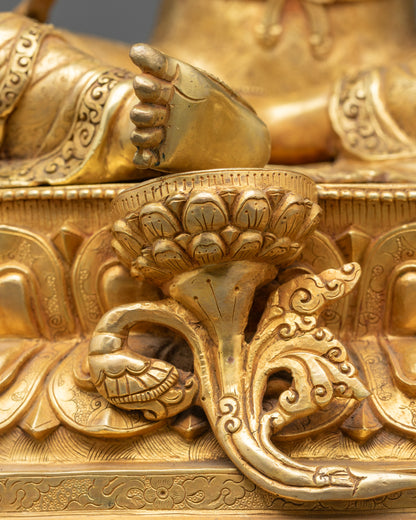 24K Gold Hand-Carved  Green Tara Statue for Spiritual Space