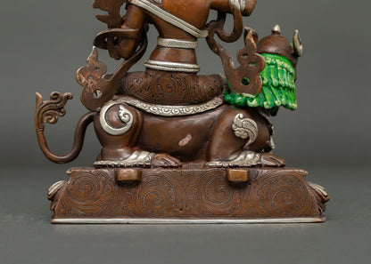 Oxidized Copper Simhanada Manjushri Statue | Roaring Wisdom Deity