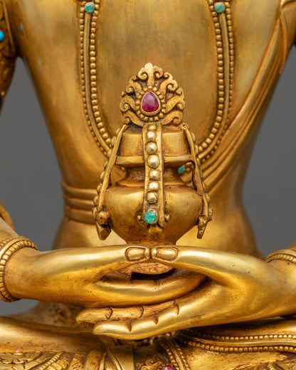 Premium Tsepame Statue | 24K Gold Fire-Gilded Bodhisattva Figurine