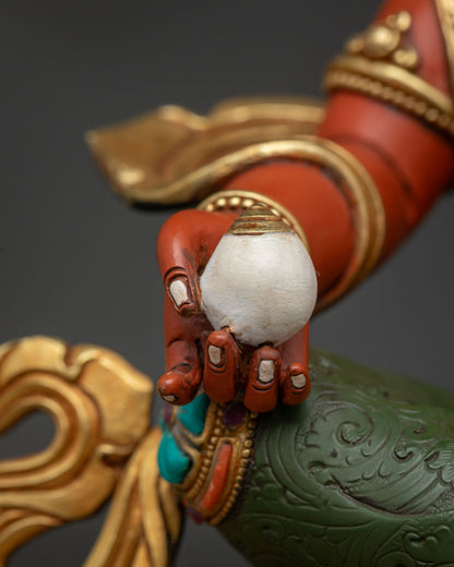 Vibrant Dzambhala Statue | Wealth Protector with Jewel Mongoose