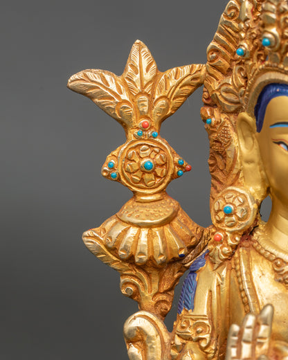 Maitreya Buddha – Serene 24k Gold Gilded Tibetan Sculpture