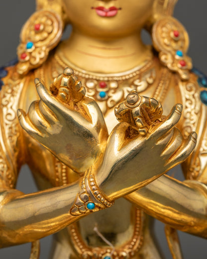 Authentic Vajradhara - Tibetan Buddhist Gold Gilded Deity Sculpture