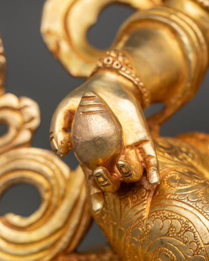 Hand-Carved Dzambhala (Jambhala) Statue | Buddhist Wealth God