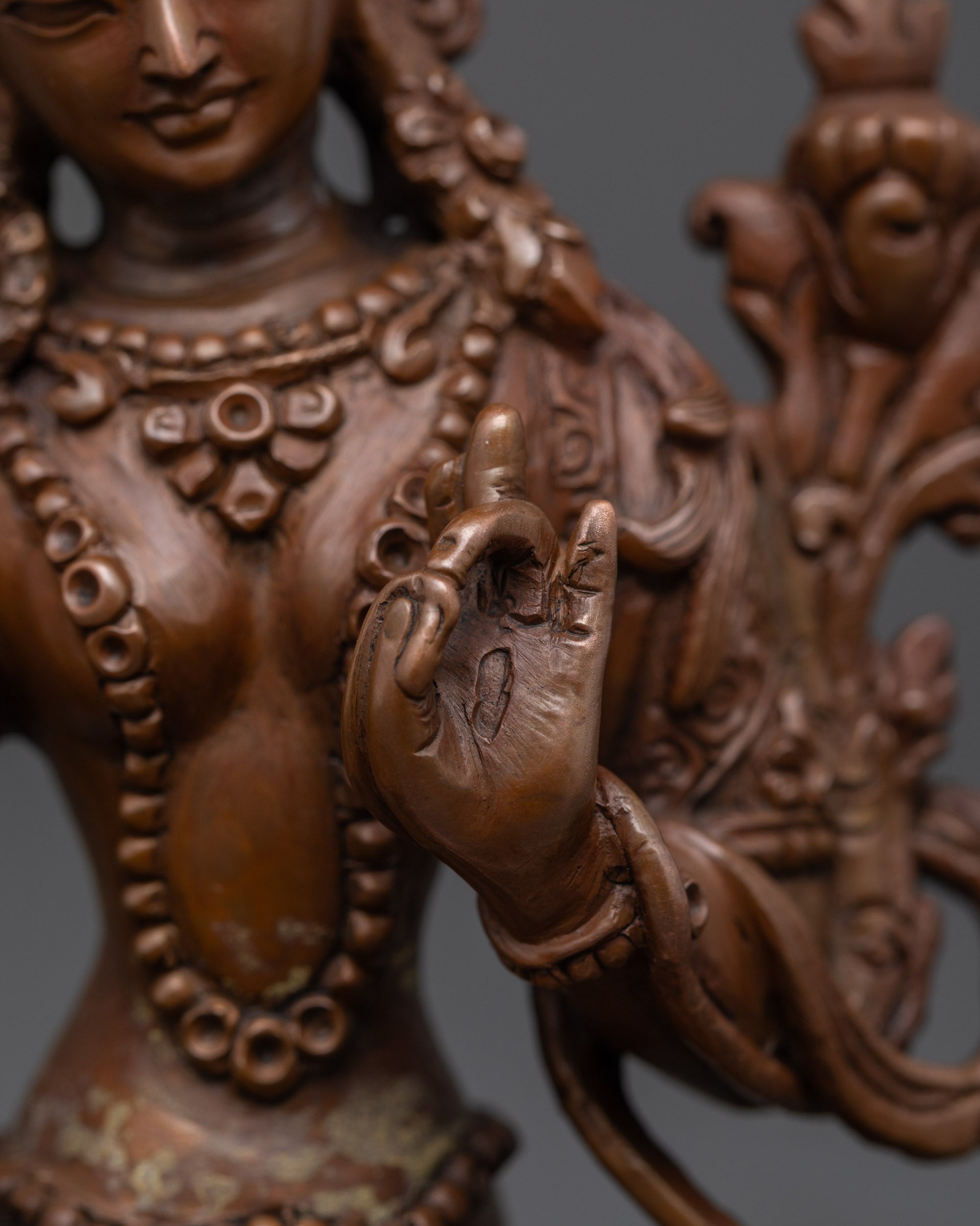 Serene White Tara Statue | Oxidized Copper Buddhist Idol for Healing