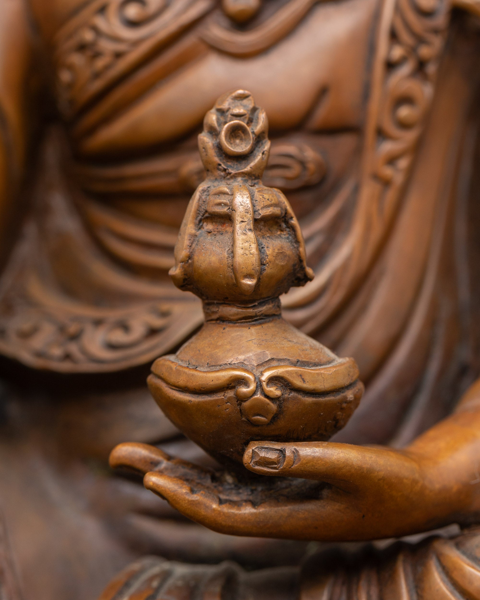 Guru Rinpoche Statue | Artisan-Made Oxidized Copper Sculpture