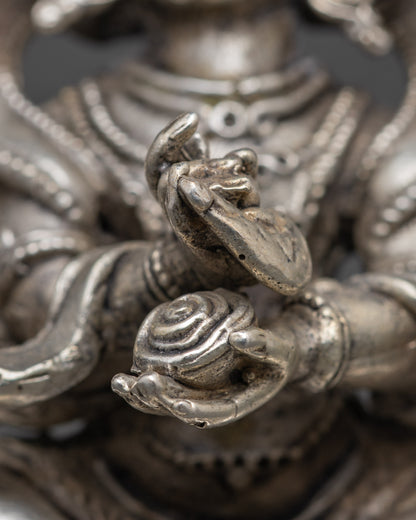 Four-Armed Mahakala Mantra Statue | Handcrafted Tibetan Protector