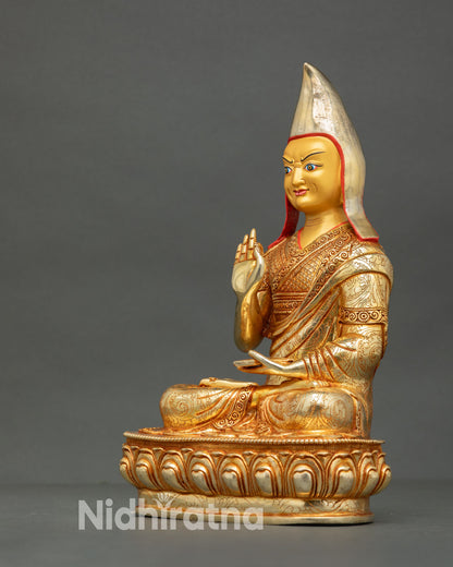 Je Tsongkhapa with Two Disciples Sculpture | Handmade in Nepal