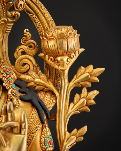 Large-Sized Green Tara Statue | Traditional Newari Craftsmanship