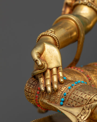 24K Gold Fire-Gilded Green Tara Statue | Meditation and Altar Decor