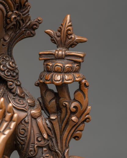 Oxidized Copper Manjushri Statue | Lord of Sacred Wisdom