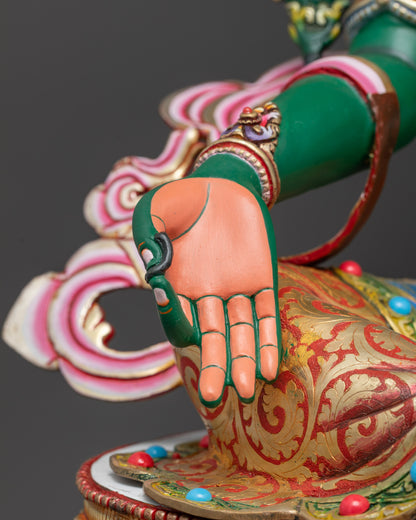 Vibrant Green Tara Statue | Spiritual Goddess Idol for Meditation