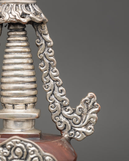 Oxidized Copper Shakyamuni Buddha Stupa | Himalayan Buddhist Shrine