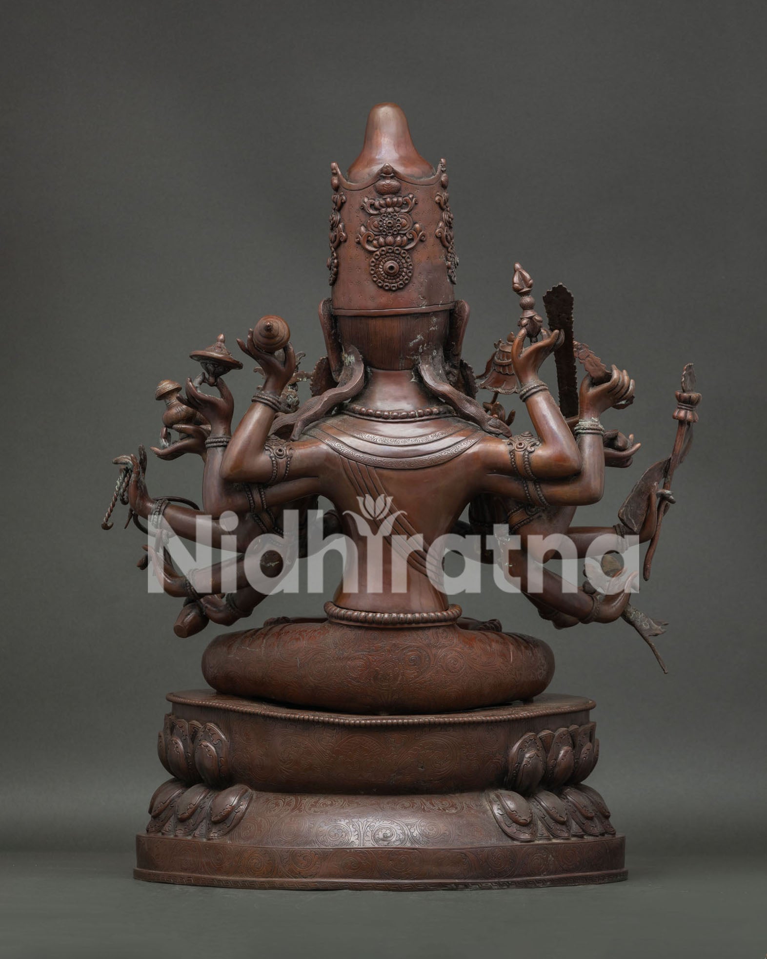 Japanese Chundi (Juntei Kannon) Statue | Oxidized Copper Buddhist Art