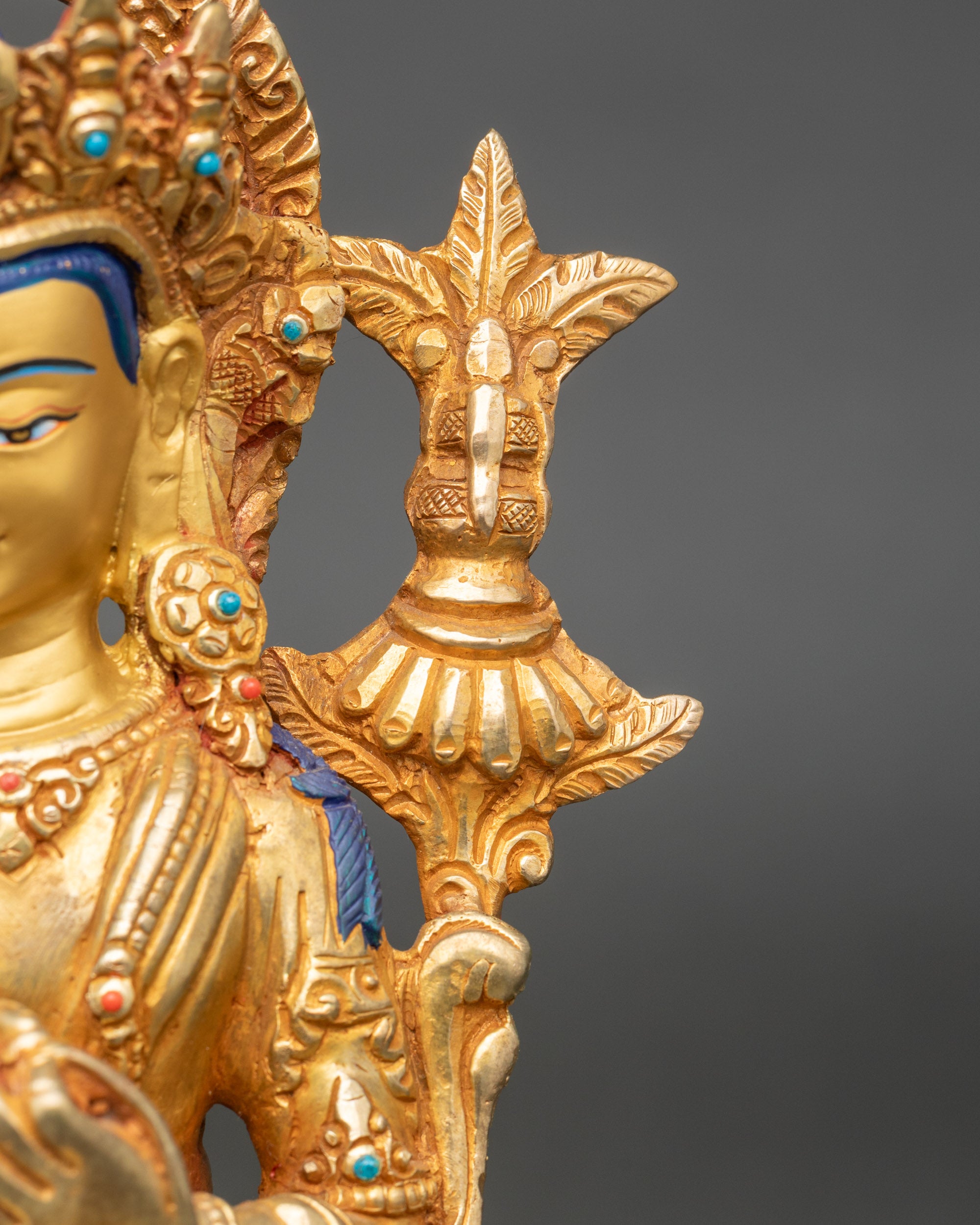 Maitreya Buddha – Serene 24k Gold Gilded Tibetan Sculpture
