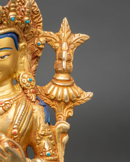 Maitreya Buddha – Serene 24k Gold Gilded Tibetan Sculpture