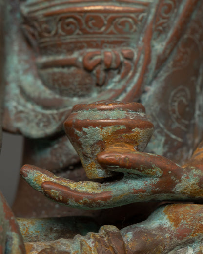 Antique Finish Shakyamuni Buddha Statue | Buddhist Meditation Art