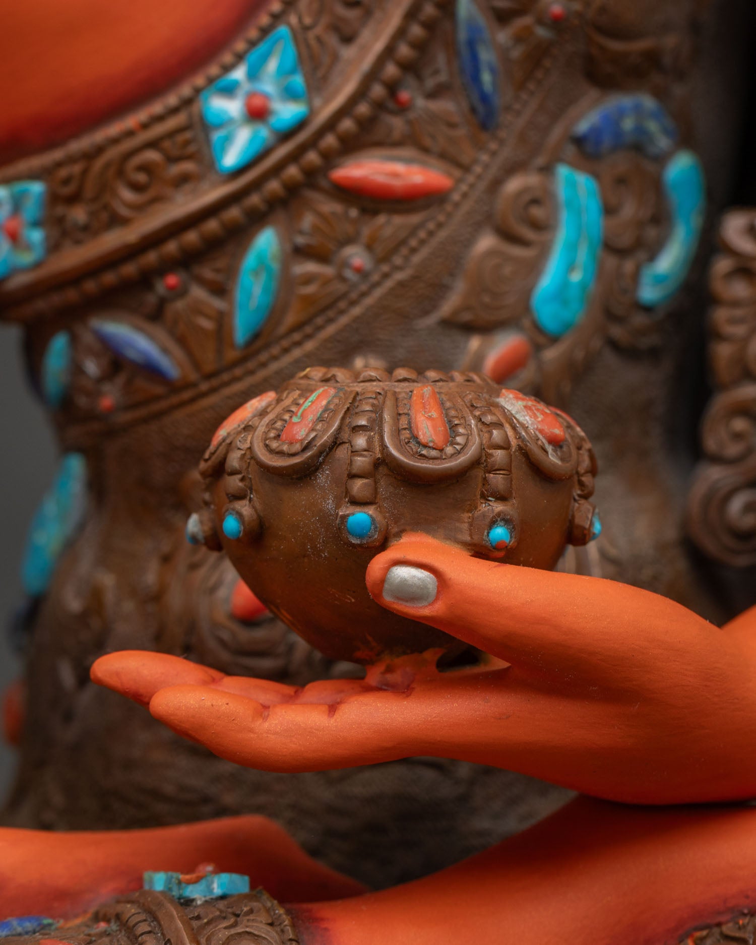 Vibrant Shakyamuni Buddha Statue | Oxidized Copper Buddhist Figurine