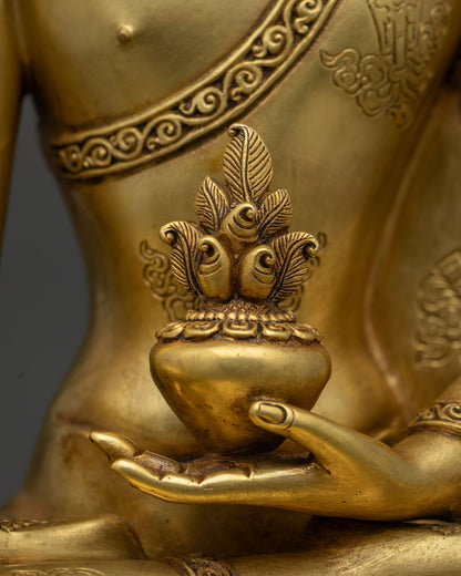 Crowned Three Buddha Set Statue | Traditional Newari Craft & Art
