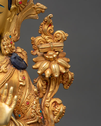 Manjushri with Flaming Sword - Sacred Buddhist Wisdom Sculpture