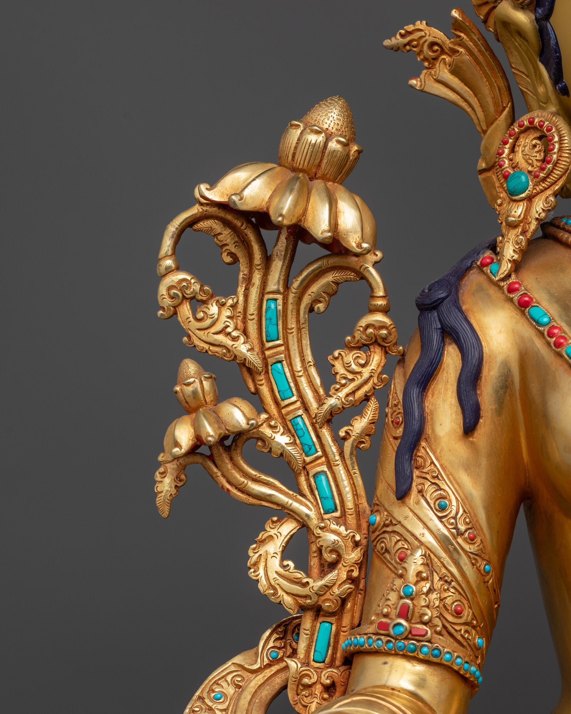 Buddhist Gold-Gilded Premium Green Tara Statue | Handicrafted in Nepal