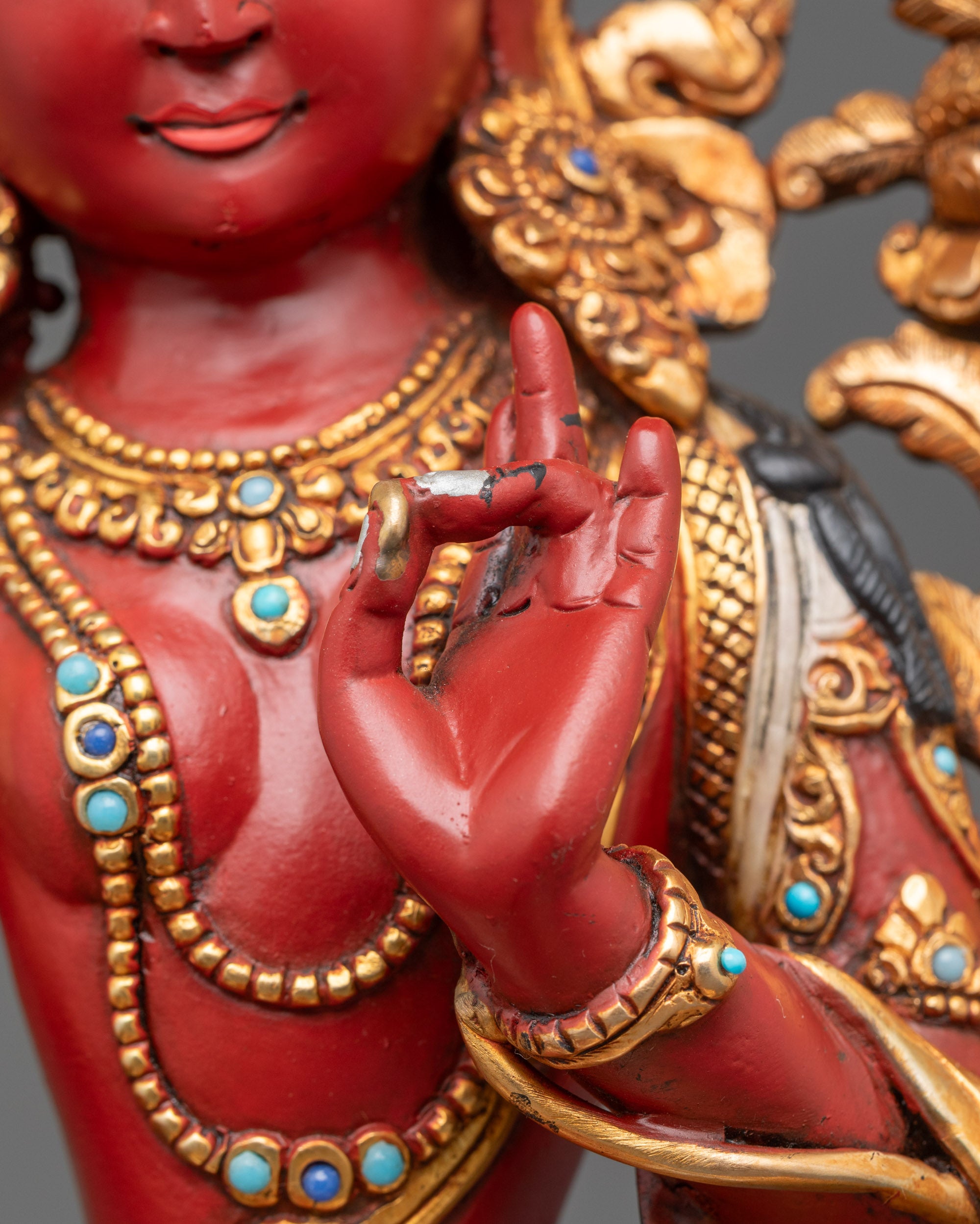 Red Tara Meditation Statue | Nepalese Sculpture for Spiritual Blessing
