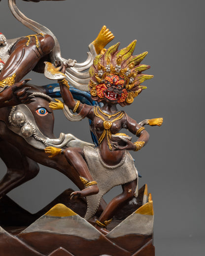 Silver-Plated Palden Lhamo Statue | Tantric Buddhist Protector Goddess