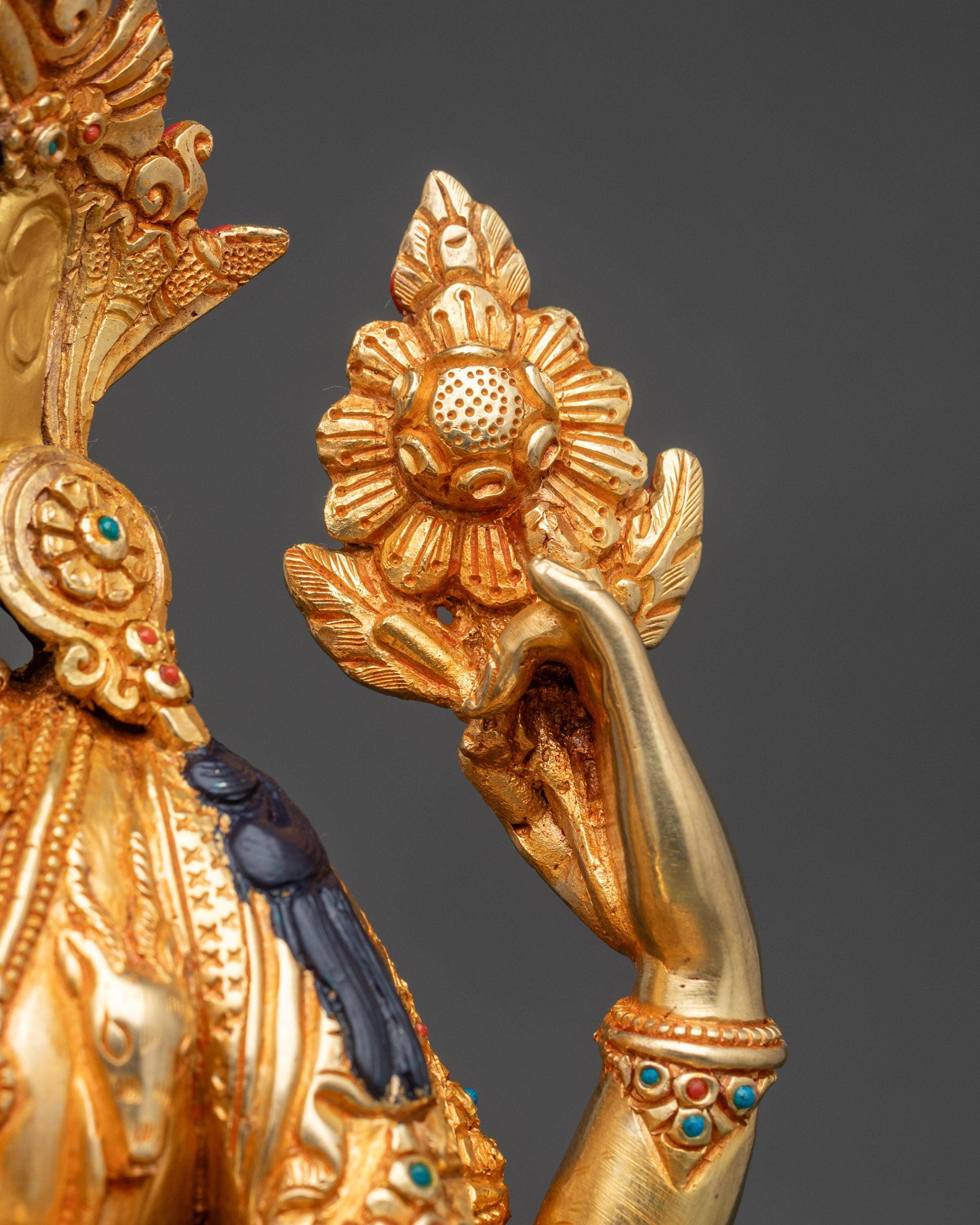 24K Gold Chenrezig Statue for Spiritual Home Decor