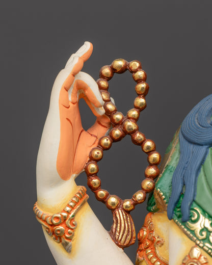 White-Hued Bodhisattva Chenrezig Sculpture | Hand Painted Nepalese Art