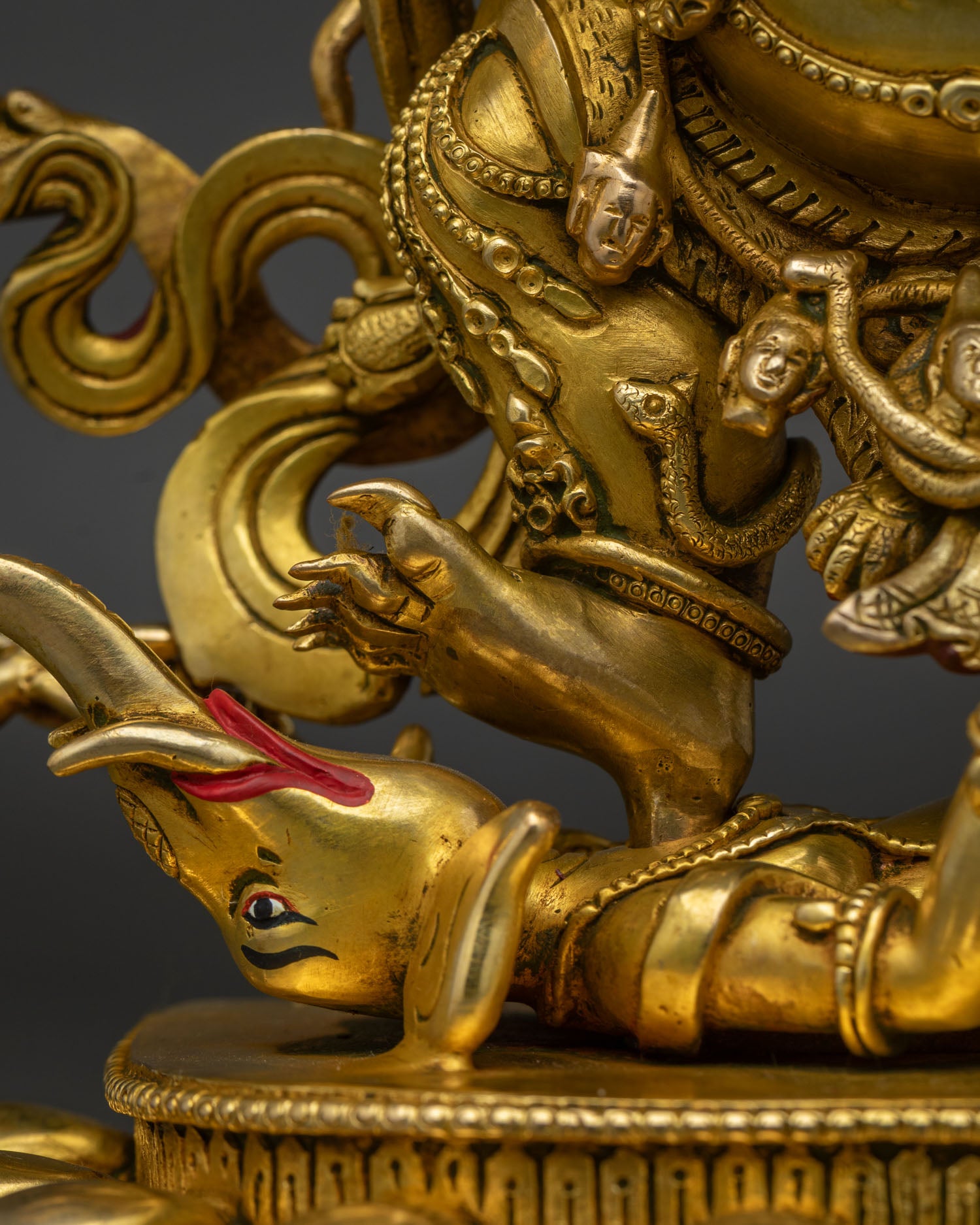Luxury Six Arm Mahakala Statue | 24K Gold Fire-Gilded Copper Sculpture
