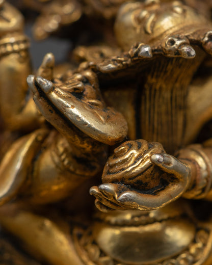 Nepalese Four-Armed Mahakala Statue | Tibetan Protector Deity