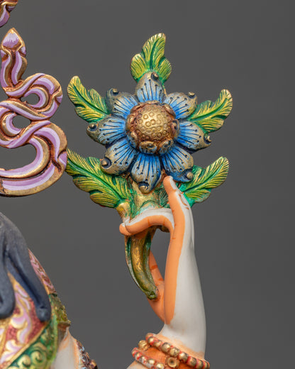 Decorative Chenrezig Statue | Colorful Nepalese Spiritual Sculpture