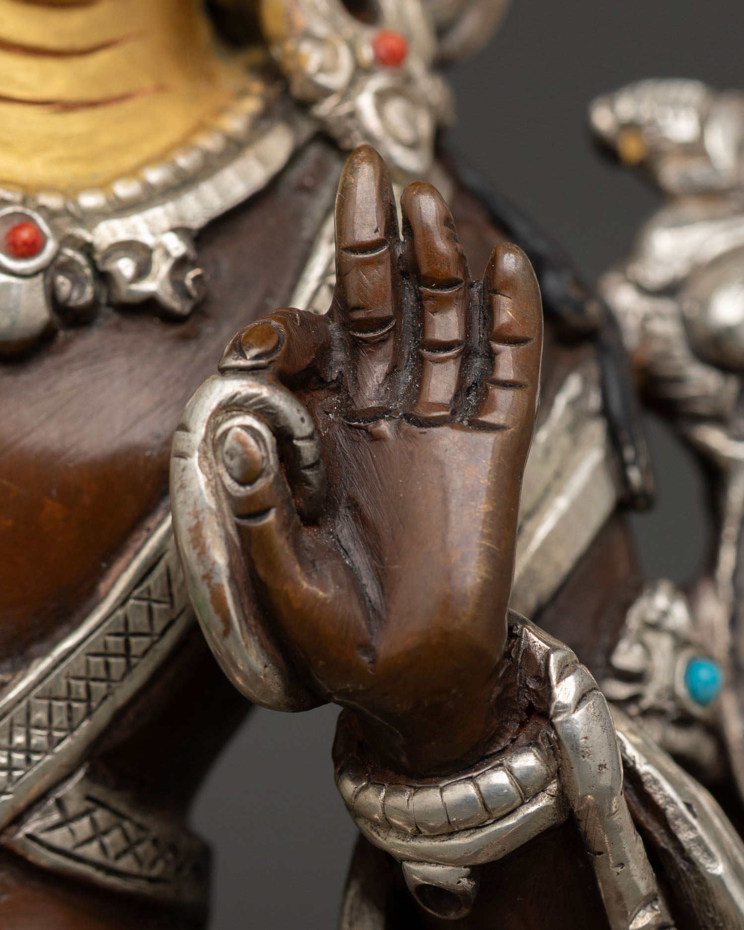 Oxidized Copper Simhanada Manjushri Statue | Roaring Wisdom Deity