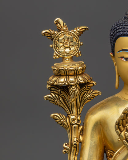12" Exquisite Gold-Gilded Maitreya Buddha Sculpture | Future Enlightenment