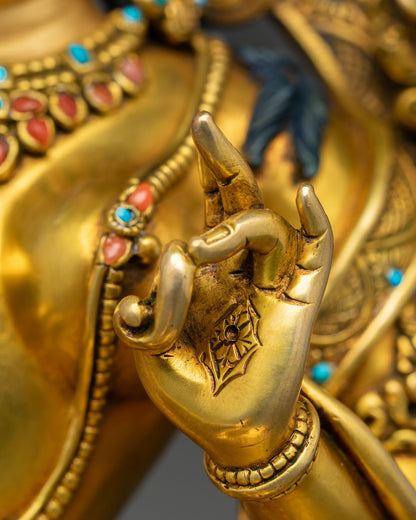 Elegant Green Tara Bodhisattva Statue | Buddhist Healing Figure