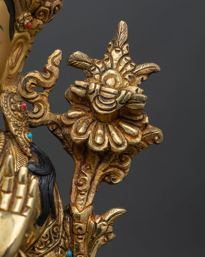 Authentic Manjushri Statue | Gold-Gilded Buddhist Art from Nepal