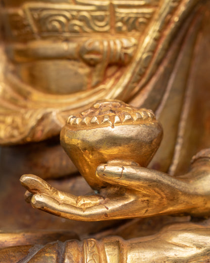 Crowned Buddha Shakyamuni Statue | Lost-Wax Casted Idol for Meditation