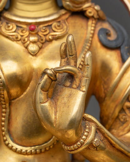 Golden Green Tara Statue – Tibetan Deity for Spiritual Guidance