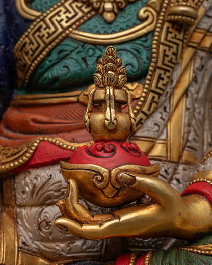 Multicolor Guru Rinpoche Statue | Handcrafted Newari Artwork