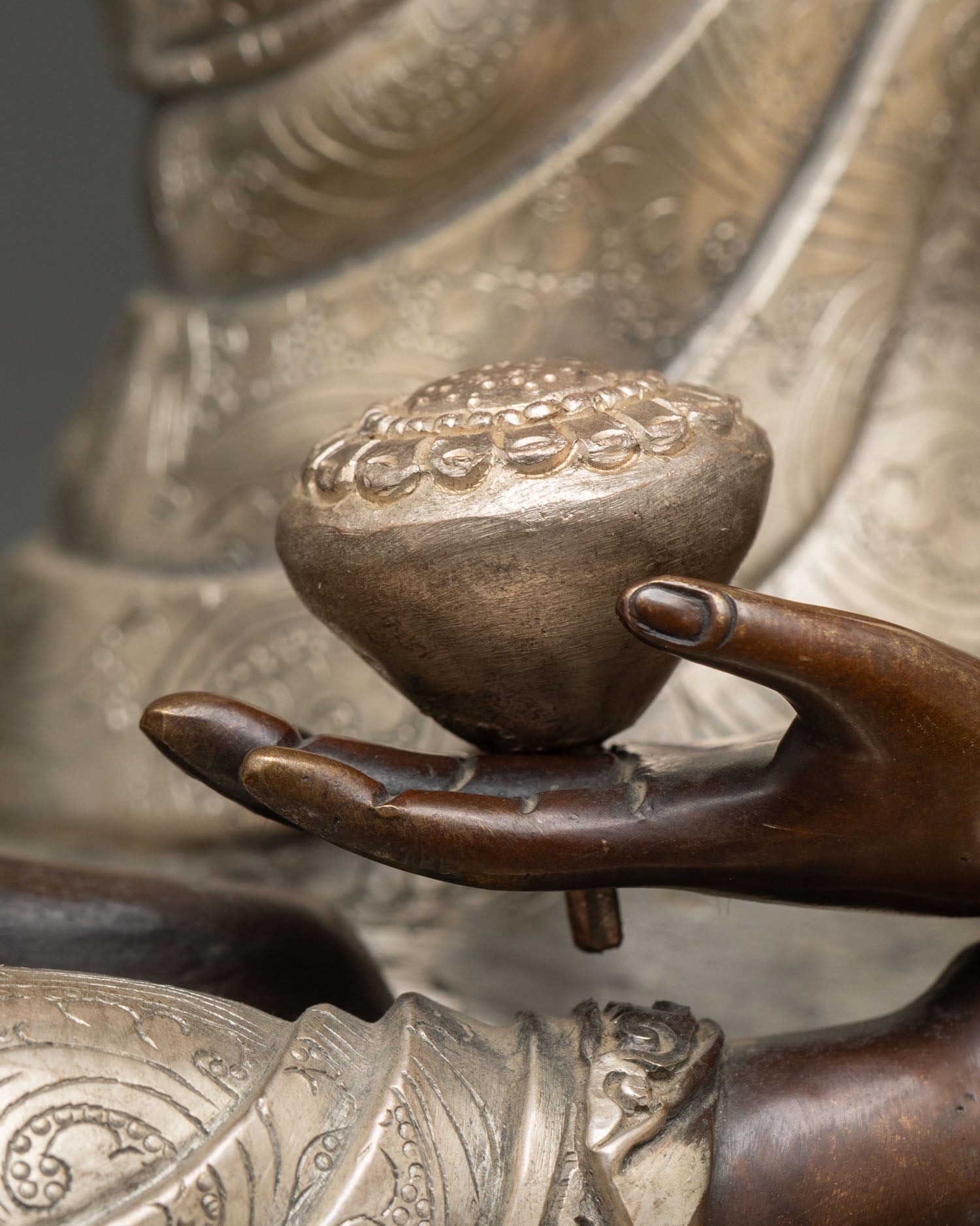 Enlightenment Teacher Shakyamuni Buddha – Oxidized Copper Statue