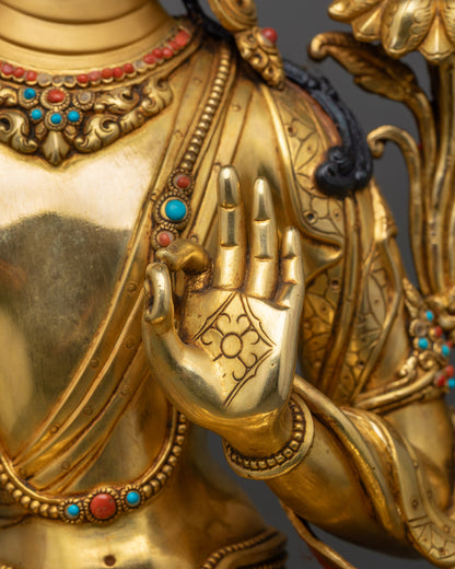 Channel Tranquility with Manjushri Sculpture | Meditation Altar Statue