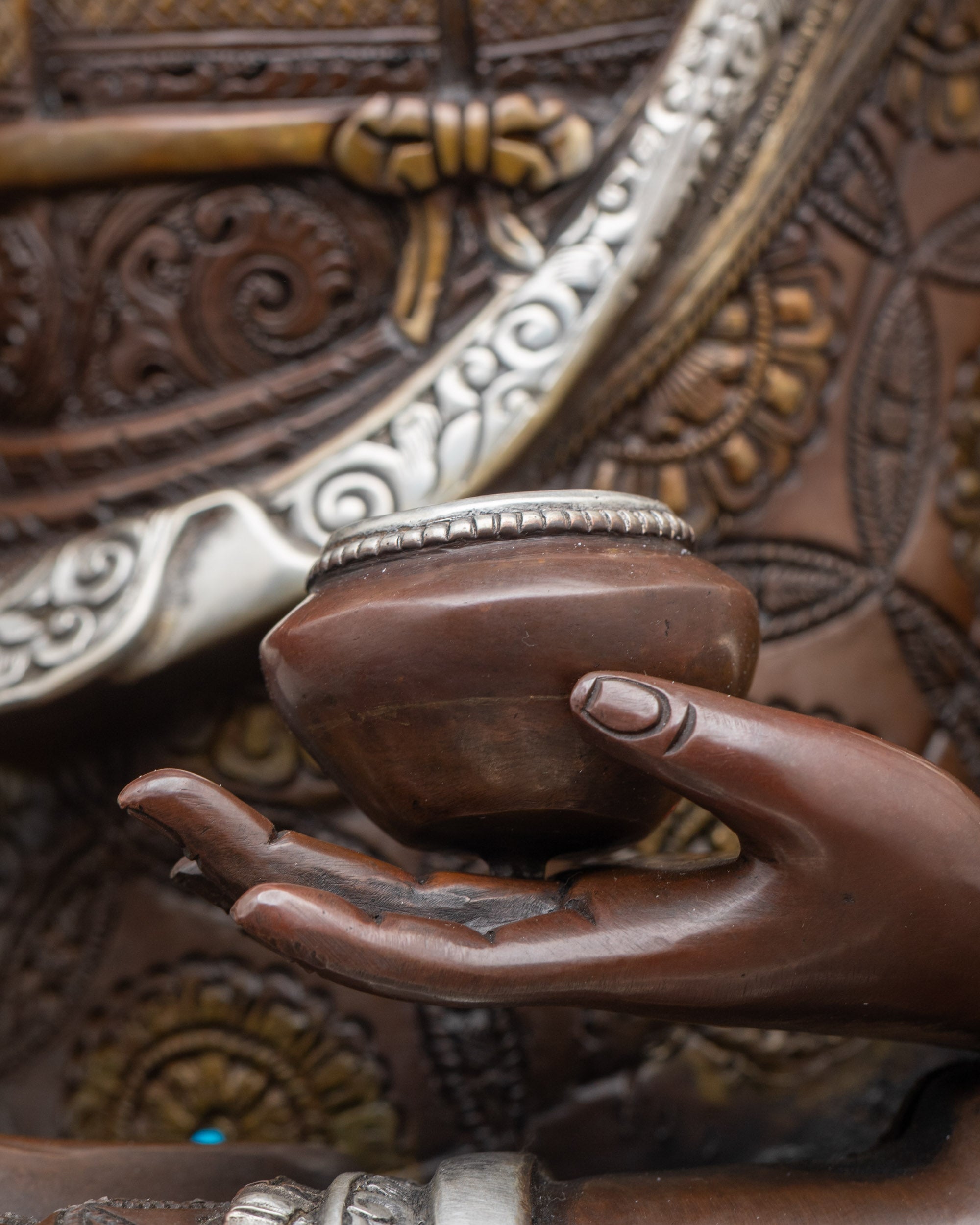 Enlightened Shakyamuni Buddha Sculpture | Nepalese Copper Artwork
