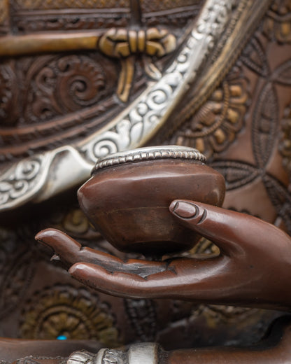Enlightened Shakyamuni Buddha Sculpture | Nepalese Copper Artwork
