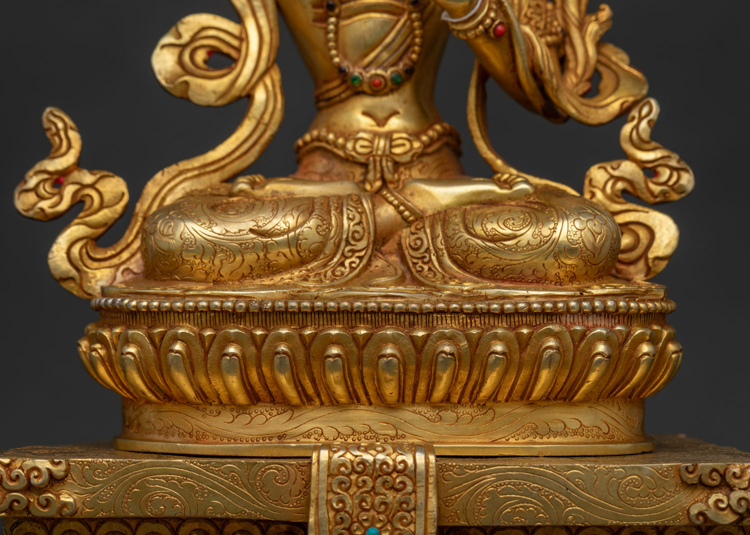 Manjushri with Throne Statue | Handcrafted Bodhisattva Sculpture