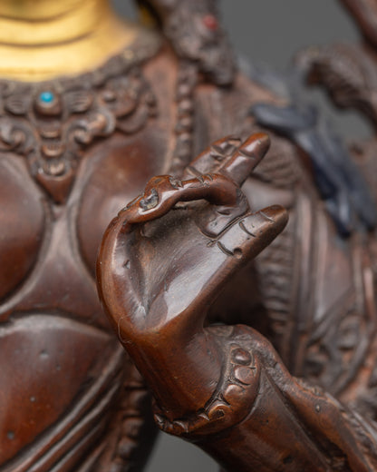 Oxidized Statue of Green Tara for Spiritual Blessing